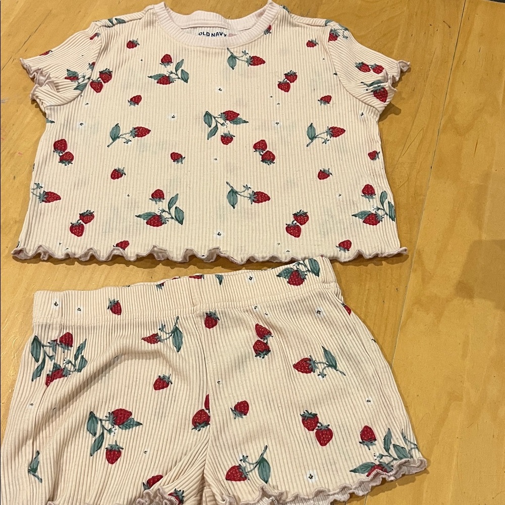 Old Navy Kids Pajama Set with Strawberry Print